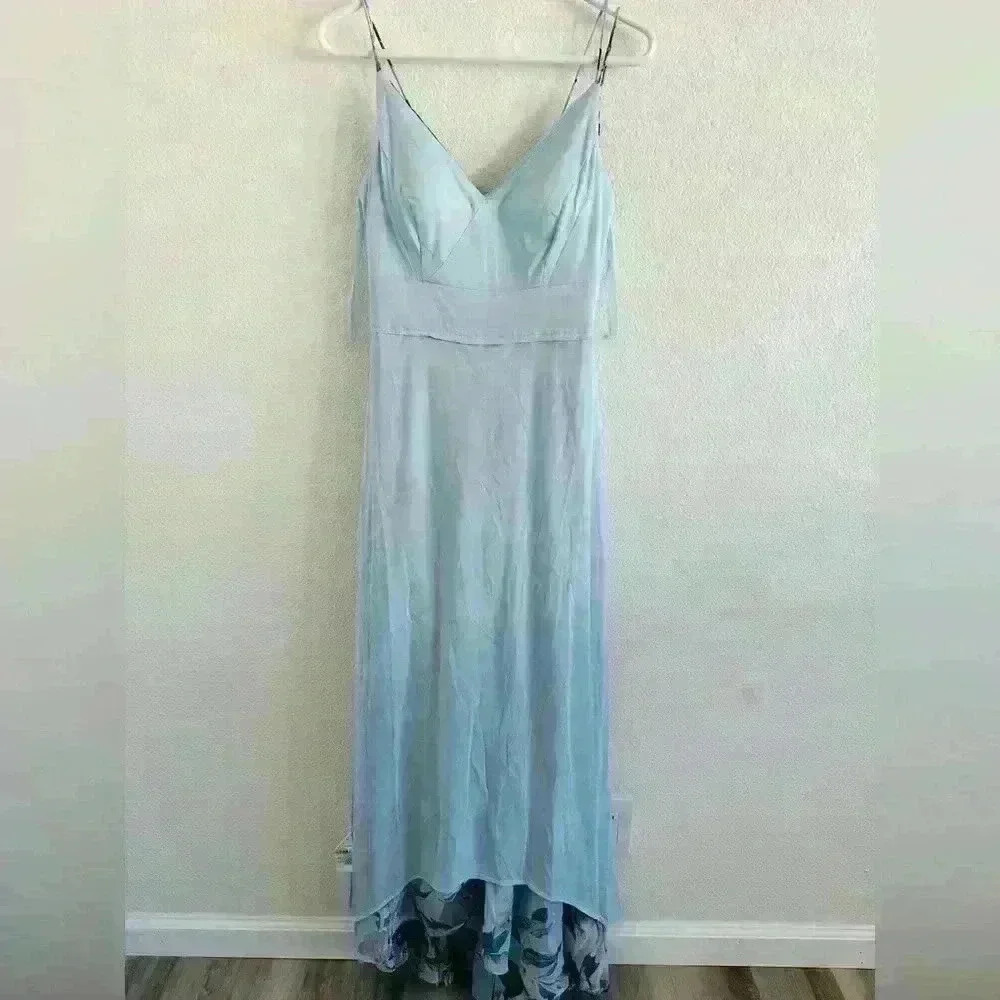 XSCAPE Floral-Print Ruffled High-Low Sleeveless Gown Size 2 - Picture 11 of 14